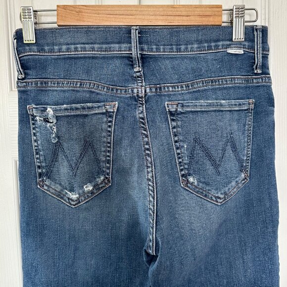 Mother Jeans The Insider Crop Step Chew Women's Size 28 Medium Wash Distressed - Picture 7 of 13